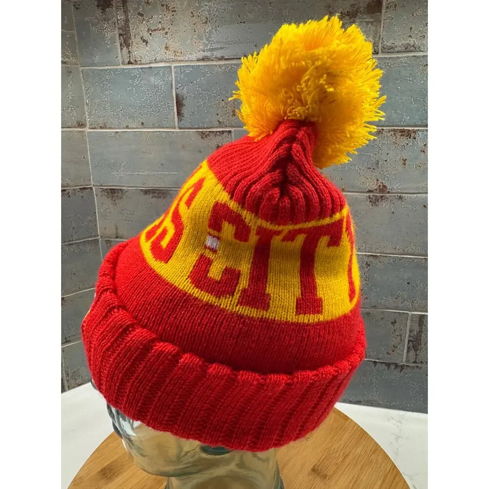Kansas City Chiefs Colors Retro Beanie Pom Pom Lined Hat